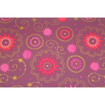  Weihnachts-Geschenkpapier, Großrolle; 50 cm x 250 m / 70 cm x 250 m; Gargellen: Sterne, orientalisch; weinrot-rosé; 49300 