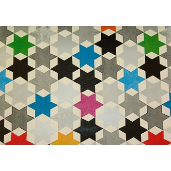  Weihnachts-Geschenkpapier, Großrolle; 50 cm x 250 m / 70 cm x 250 m; Snowhaven: Sterne, geometrisch; silber-weiß-bunt; 49647 
