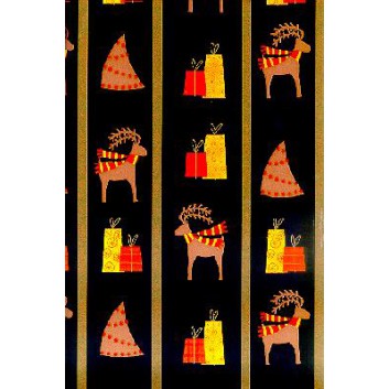  Weihnachts-Geschenkpapier, Großrolle; 50 cm x 250 m / 70 cm x 250 m; Riggisberg; schwarz; 49240; Kraftpapier, gestrichen-glatt 