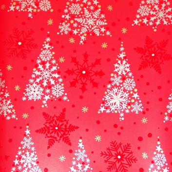  Weihnachts-Geschenkpapier, Großrolle; 50 cm x 250 m / 70 cm x 250 m; Corvara: Tannenbäume; Silbertannen auf rot; 59103 