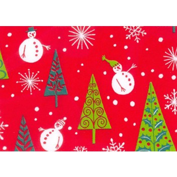  Weihnachts-Geschenkpapier, Lux; 70 cm x 2 m; Schneemann; rot-grün-weiß; Kraftpapier, gestrichen-glatt, weiß; Röllchen auf Pappeinlage; ca. 70 g/qm 