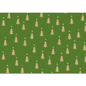  Braun & Company Weihnachts-Geschenkpapier, Kraftpapier; 70 cm x 2 m; Tiny Trees (Tannenbäumchen); pistazie; 23606; Kraftpapier, enggerippt 