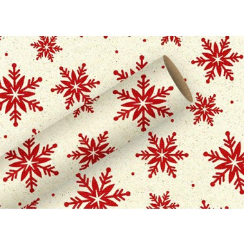  Braun & Company Graspapier-Weihnachtspapier; 70 cm x 2 m; Kristalle; rot auf natur; 21602; Graspapier; Röllchen; ca. 80 g/qm 