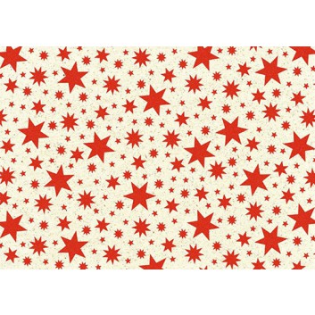  Braun & Company Graspapier-Weihnachtspapier; 70 cm x 1,5 m; Beautiful Stars: Sterne; rot auf natur; 23603; Graspapier; Röllchen; ca. 80 g/qm 