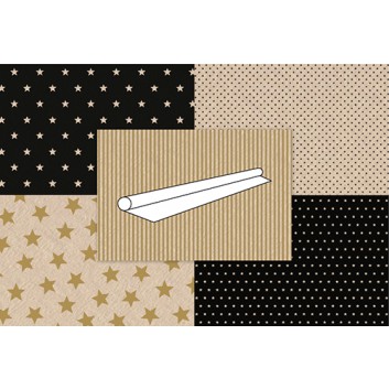  Braun & Company Weihnachts-Seidenpapier, gewachst; 70 cm x 3 m; diverse Motive; Seidenpapier, gewachst; Röllchen auf 34mm-Papphülse 