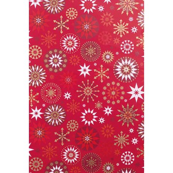  Weihnachts-Geschenkpapier, 50m-Rolle; 50 cm x 50 m; Sterne, Barock; rot-weiß; # 819711; Geschenkpapier, gestrichen-glatt 80 g/qm 