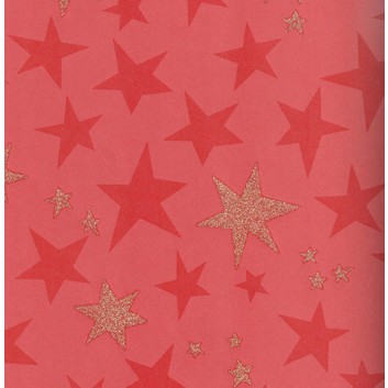  Weihnachts-Geschenkpapier, Deluxe; 50 cm x 200 m; Eterea: Sterne mit Glitter und Lack; dunkelrot, matt mit Goldglitter; 99829 