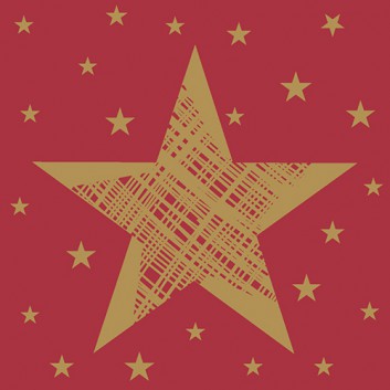  Duni Weihnachts-Servietten; 24 x 24 cm; Shining Star red; rot-gold; 178750; 3-lagig; 1/4-Falz (quadratisch); Zelltuch 