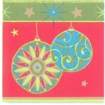  Duni Weihnachts-Servietten; 33 x 33 cm; Weihnachtskugeln; rot-grün; 157721; 3-lagig; 1/4-Falz (quadratisch); Zelltuch 