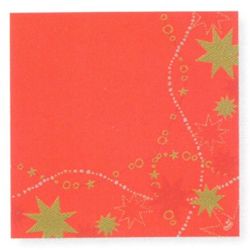  Duni Weihnachts-Dinner-Servietten; 40 x 40 cm; Dancing Stars; rot; 164229; stoffähnlich; 1/4-Falz (quadratisch); Dunilin 