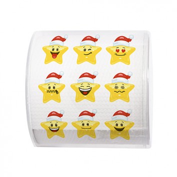  Paper + Design Weihnachts-Design-Klopapier; Santa Stars: Emoji-Sterne mit Gesicht, g; 196197; 200 Blatt/Rolle; 3-lagig, Zelltuch 