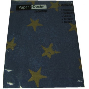  Paper + Design Weihnachts-Mitteldecke; 80 x 80 cm, gefaltet auf 16 x; Stars blue; blau; 91004; Airlaid-Vlies 