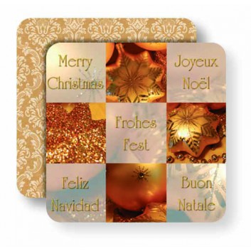  Paper + Design Weihnachts-Bierfilze; 9,3 x 9,3 cm; Greetings & Ornament; cream-gold; 02261; beidseitig bedruckt 