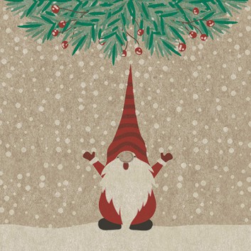  Paper + Design Recycling Weihnachts-Cocktail-Servietten; 25 x 25 cm; Happy Santas: Weihnachtswichtel; rot-schwarz-grün auf Natural; #193678 