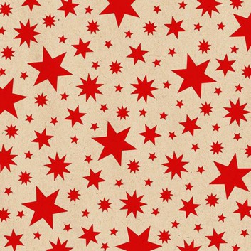  Braun & Company Recycling Weihnachts-Servietten; 33 x 33 cm; Beautiful Stars; rot auf natur; 21805; 3-lagig; 1/4 Falz (quadratisch) 