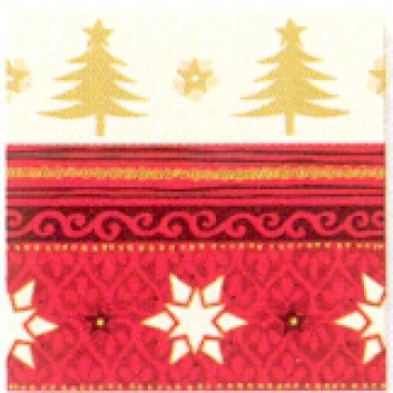  Paper + Design Weihnachts-Cocktail-Servietten; 25 x 25 cm; Christmas Chalet Red; rot-creme; 157801; 3-lagig; 1/4 Falz (quadratisch); Zelltuch 