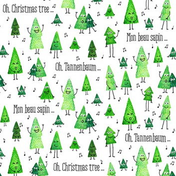  Braun & Company Weihnachts-Cocktail-Servietten; 25 x 25 cm; Swinging Trees: Lustige Tannenbäume; grün-weiß-schwarz; 17522; 3-lagig 