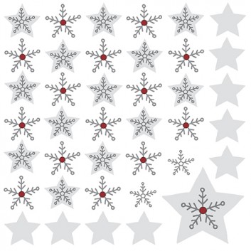  Paper + Design Weihnachts-Cocktail-Servietten; 25 x 25 cm; Elegant Xmas: Silbersterne; weiß-silber-rot; #196155; 3-lagig; 1/4 Falz (quadratisch) 