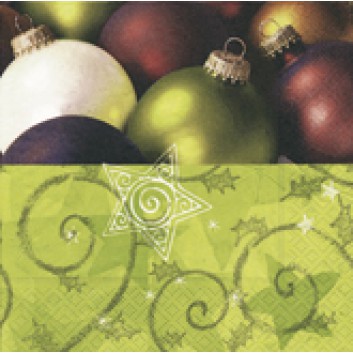  Paper + Design Weihnachts-Cocktail-Servietten; 25 x 25 cm; Green Xmas; grün; 50613; 3-lagig; 1/4 Falz (quadratisch); Zelltuch 