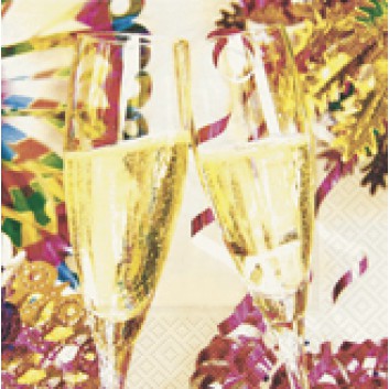  Paper + Design Weihnachts-Cocktail-Servietten; 25 x 25 cm; Champagner party; 50658; 3-lagig; 1/4 Falz (quadratisch); Zelltuch 