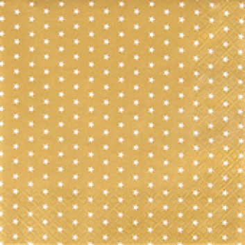  Weihnachts-Cocktail-Servietten; 25 x 25 cm; Mini Stars; gold; 511358; 3-lagig; 1/4 Falz (quadratisch); Zelltuch 