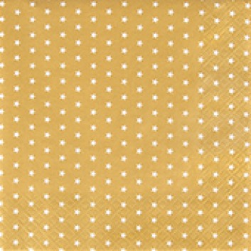  Weihnachts-Cocktail-Servietten; 25 x 25 cm; Mini Stars; gold; 511358; 3-lagig; 1/4 Falz (quadratisch); Zelltuch 