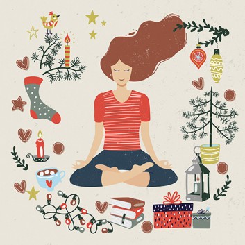  Paper + Design Weihnachts-Servietten; 33 x 33 cm; Peaceful yoga; bunt; #193324; 3-lagig; 1/4 Falz (quadratisch); Zelltuch 