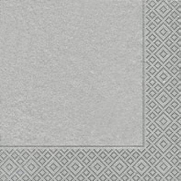  Paper + Design Servietten; 33 x 33 cm; uni; silber; 20086; 3-lagig; 1/4 Falz (quadratisch); Zelltuch 