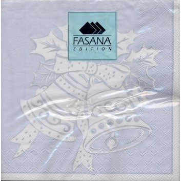  Weihnachts-Servietten; 33 x 33 cm; Jingle Bells; hellgrau-weiß; 25140; 3-lagig; 1/4 Falz (quadratisch); Zelltuch 