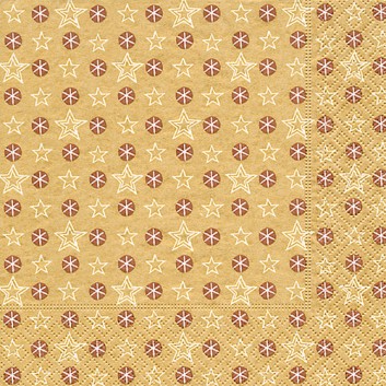  Paper + Design Weihnachts-Servietten; 33 x 33 cm; Little stars copper; kupfer-weiß auf gold; 600015; 3-lagig; 1/4 Falz (quadratisch); Zelltuch 
