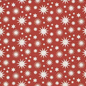  Paper + Design Weihnachts-Servietten; 33 x 33 cm; A lot of stars red: Sterne; rot auf natur; 600207; 3-lagig; 1/4 Falz (quadratisch); Zelltuch 