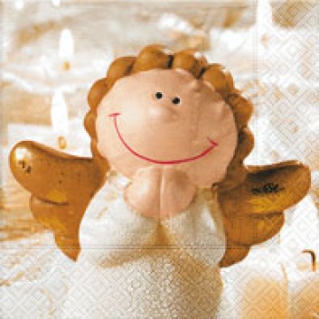 Paper + Design Weihnachts-Servietten; 33 x 33 cm; Cute angel; weiß-gold; 60605; 3-lagig; 1/4 Falz (quadratisch); Zelltuch 