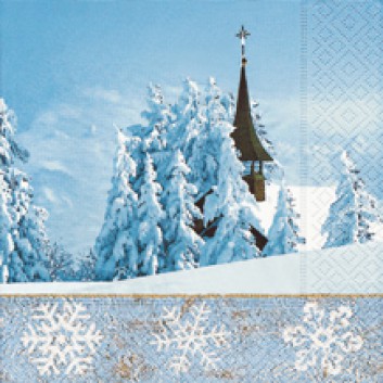  Paper + Design Winter-Servietten; 33 x 33 cm; Winterly; blau; 60620; 3-lagig; 1/4 Falz (quadratisch); Zelltuch 
