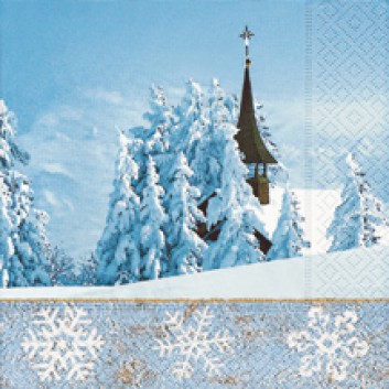  Paper + Design Winter-Servietten; 33 x 33 cm; Winterly; blau; 60620; 3-lagig; 1/4 Falz (quadratisch); Zelltuch 