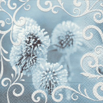  Paper + Design Winter-Servietten; 33 x 33 cm; Frozen thistle; grau-weiß; 60646; 3-lagig; 1/4 Falz (quadratisch); Zelltuch 