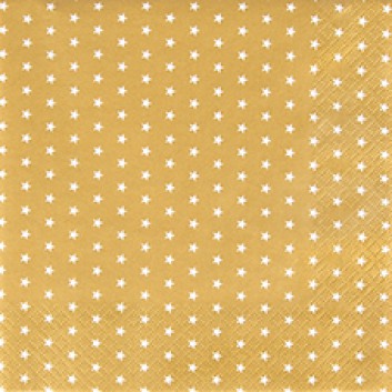  Weihnachts-Servietten; 33 x 33 cm; Mini Stars; gold; 611358; 3-lagig; 1/4 Falz (quadratisch); Zelltuch 