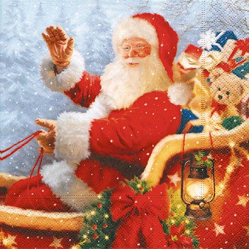  Paper + Design Weihnachts-Servietten; 33 x 33 cm; Santa is starting; bunt; LC0351; 3-lagig; 1/4 Falz (quadratisch); Zelltuch 