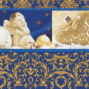  Paper + Design Weihnachts-Servietten, Strukturprägung; 33 x 33 cm; Dreaming in heaven; blau; 64012; 3-lagig, geprägt 