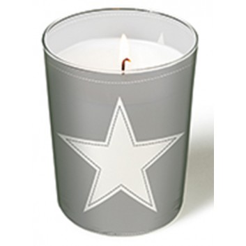  Paper + Design Weihnachts-Dekor-Kerze / Glas; Simply star; silber; Ø 8,5 cm, Höhe 10 cm; Glaskerze; Glas mit Paraffinfüllung 