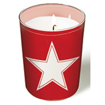  Paper + Design Weihnachts-Dekor-Kerze / Glas; Simply star; rot; Ø 8,5 cm, Höhe 10 cm; Glaskerze; Glas mit Paraffinfüllung 