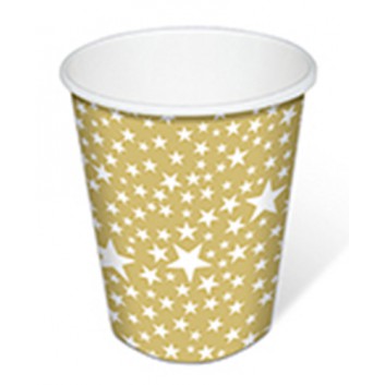  Paper + Design Weihnachts-Becher; 200 ml; Sterne; weiße-gold; Papier 350g/m² 