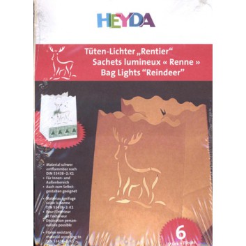  Heyda Windlicht-Tüte, klein; Rentier; Papier, schwer entflammbar; für Teelichter 