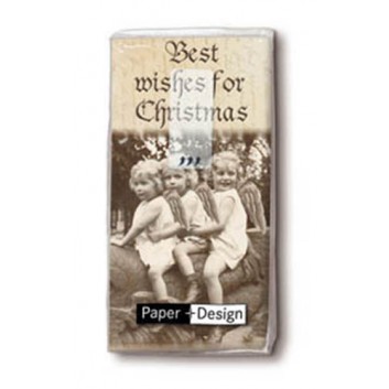  Paper + Design Weihnachts-Design-Taschentücher; Best wishes; 01163; 22 x 21 cm; 1/8 gefalzt auf 11 x 5,5 cm; 4-lagig, Zelltuch; chlorfrei gebleicht 