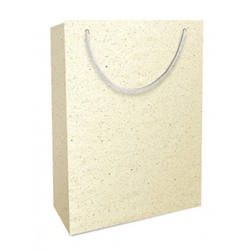  Braun & Company Exclusiv-Tragetasche aus Graspapier; 160 + 80 x 220 mm; uni: unbedruckt; natur (creme); mit Baumwollkordel 