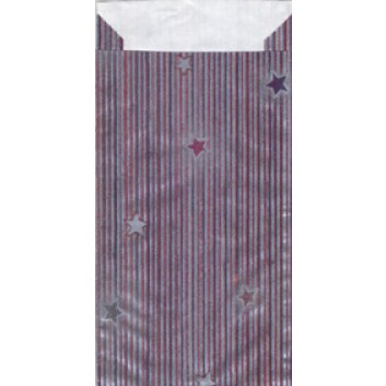  Weihnachts-Papier-Flachbeutel; ca. 7 x 13 cm; Streifen; silber-violett; Geschenpapier, glatt; Breite x Höhe; - AKTIONSPREIS - solange Vorrat reicht 