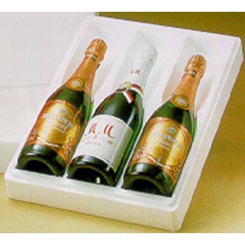  3er Styropor Flaschen-Versandbox; für 3 Flaschen; weiß; ohne Motiv; 0,75l Wein-/Sektflaschen bis 36 cm Länge; nicht geeignet für Bordeaux-Flaschen 