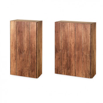  Präsent-Flaschenkarton für Postversand; für 2 oder 3 Flaschen; Timber: Holzoptik; rot-braun; glatte Oberfläche 