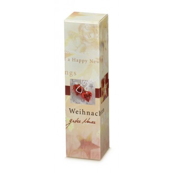  Flaschen-Faltkarton zum Überreichen; für 1 Flasche; Weihnachtsengel; creme; glatte Oberfläche; 0,75l Wein-/Sektflaschen bis 35cm Länge 