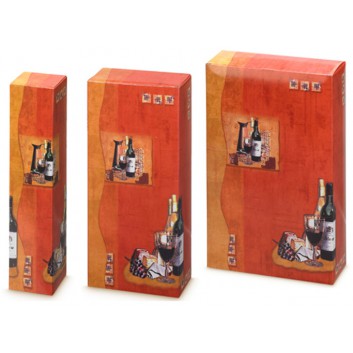  Flaschen-Faltkarton zum Überreichen; für 1 oder 3 Flaschen (2er ausverkauft); Harmonie; orange-rot; glatte Oberfläche 
