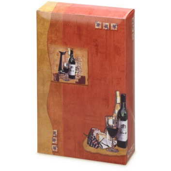  Flaschen-Faltkarton zum Überreichen; für 3 Flaschen; Harmonie; orange-rot; glatte Oberfläche; 0,75l Wein-/Sektflaschen bis 36cm Länge 
